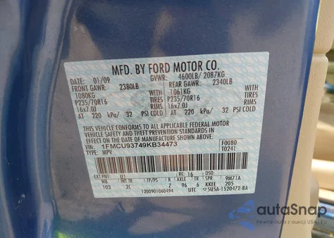 2009 Ford Escape Xlt from USA, damaged, VIN 1FMCU93749KB34473